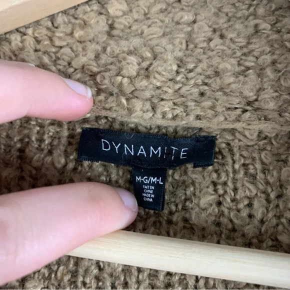 Dynamite Womens Sherpa Fuzzy Duster Cardigan Sweater Coatigan Brown Pockets M L - Picture 3 of 13